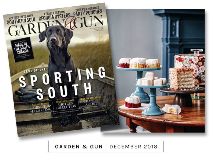 Garden & Gun magazine holiday gift guide featuring the Ultimate Coconut Cake mail order cake
