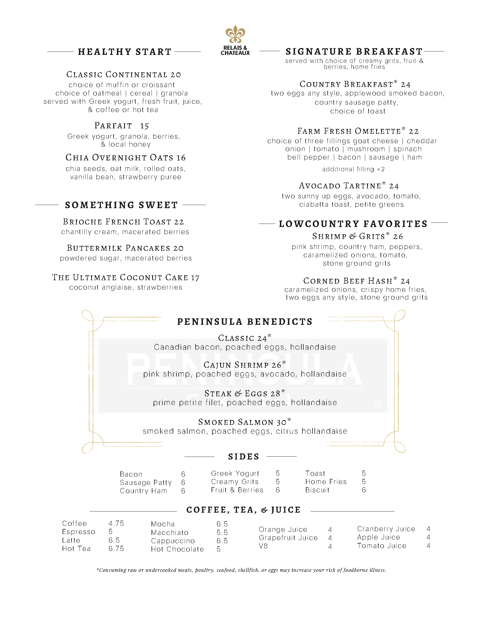 Peninsula Grill Breakfast Menu