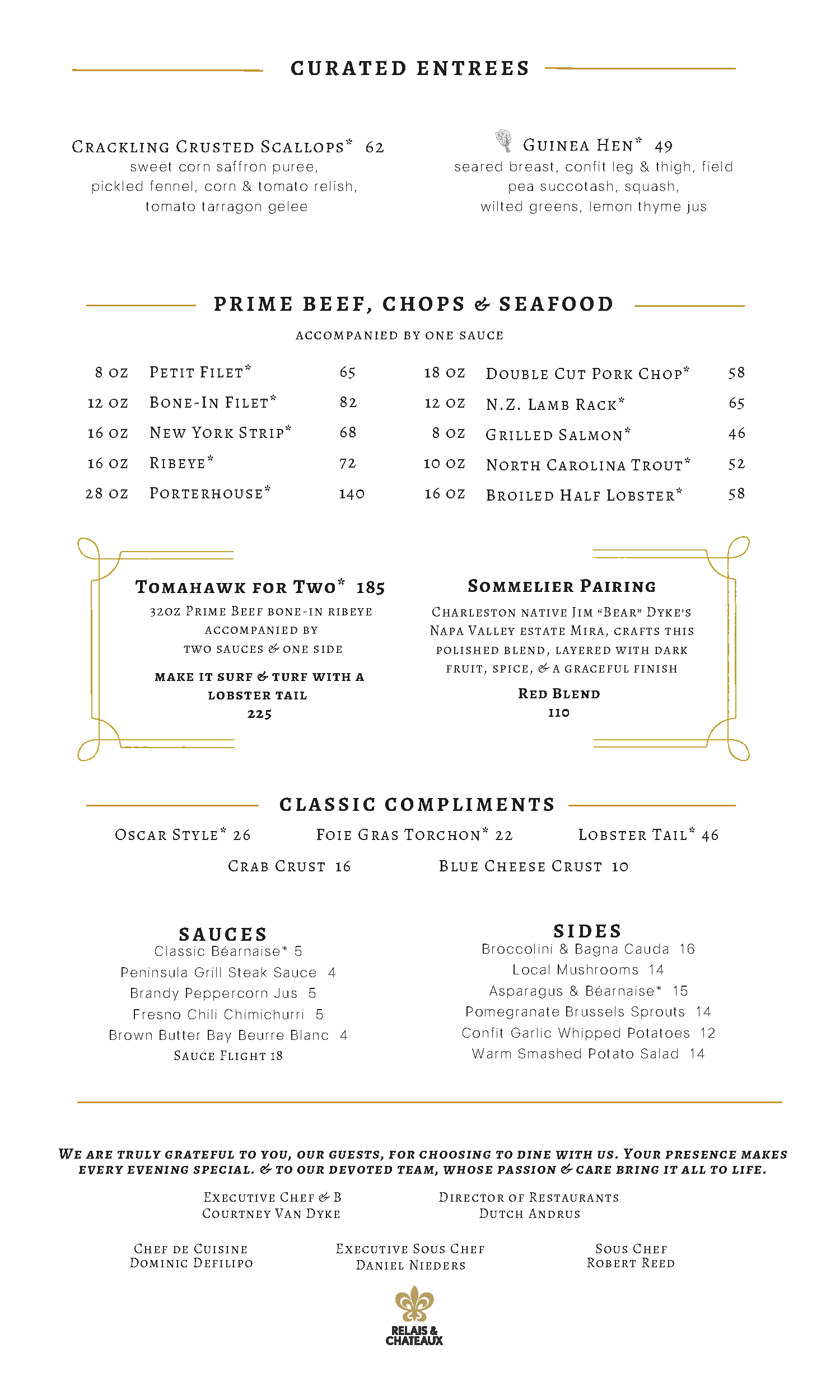 Peninsula Grill Dinner Menu Page 2